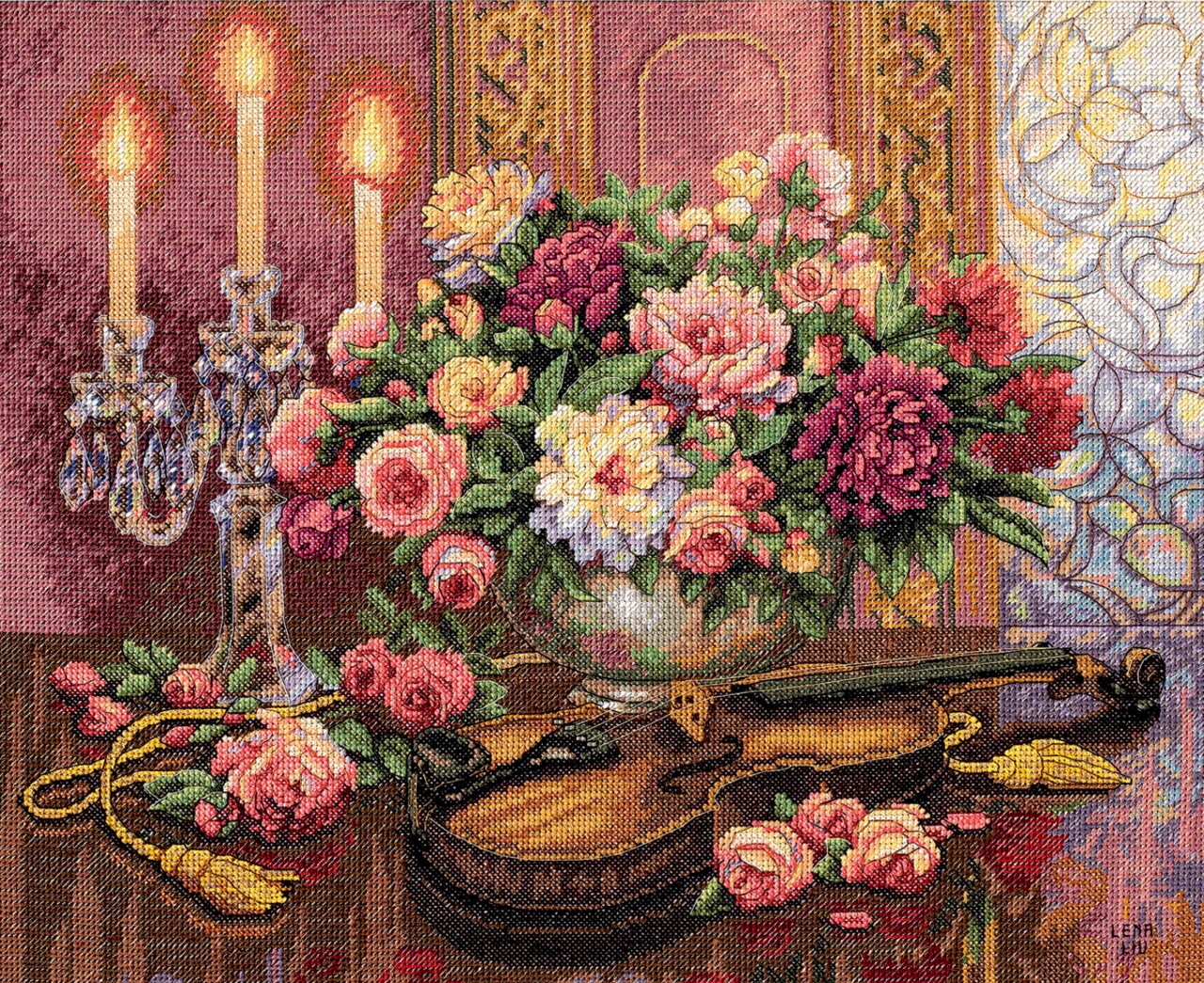 Dimensions Gold Collection Counted Cross Stitch Kit 16"X13"-Romantic Floral (14 Count)